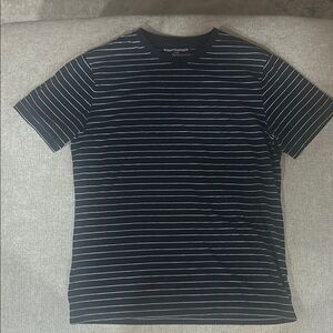 Banana Republic Navy Blue and White Striped Short Sleeve Tee